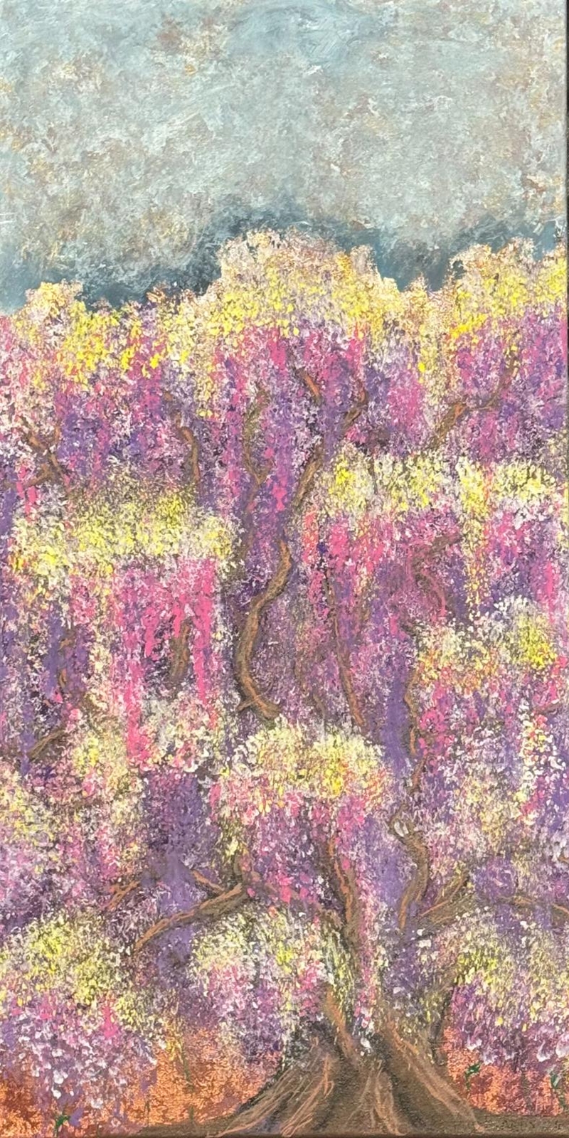 Dusted Flowers Wisteria Tree — original painting by David Thomas Hardy
