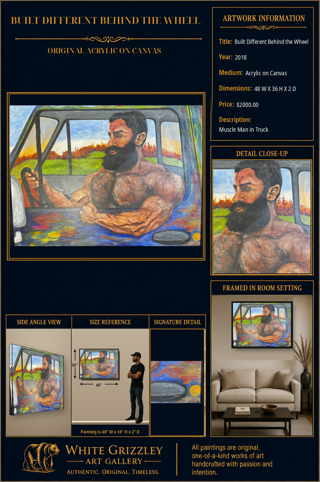White Grizzley Art collector presentation for Built Different Behind the Wheel