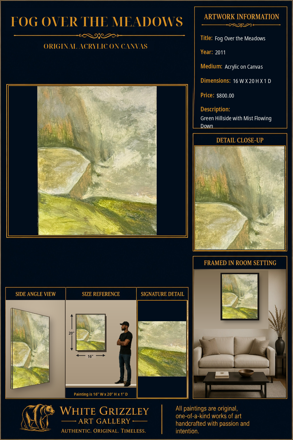 White Grizzley Art collector presentation for Fog Over the Meadows