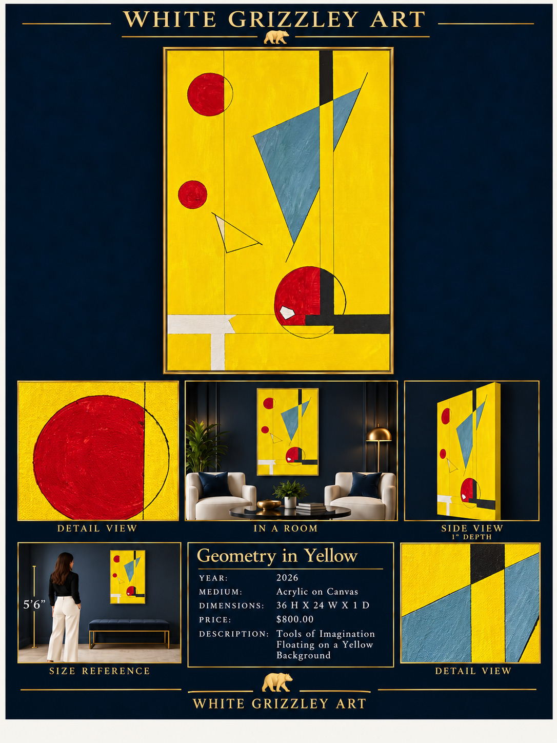 White Grizzley Art presentation for Geometry in Yellow