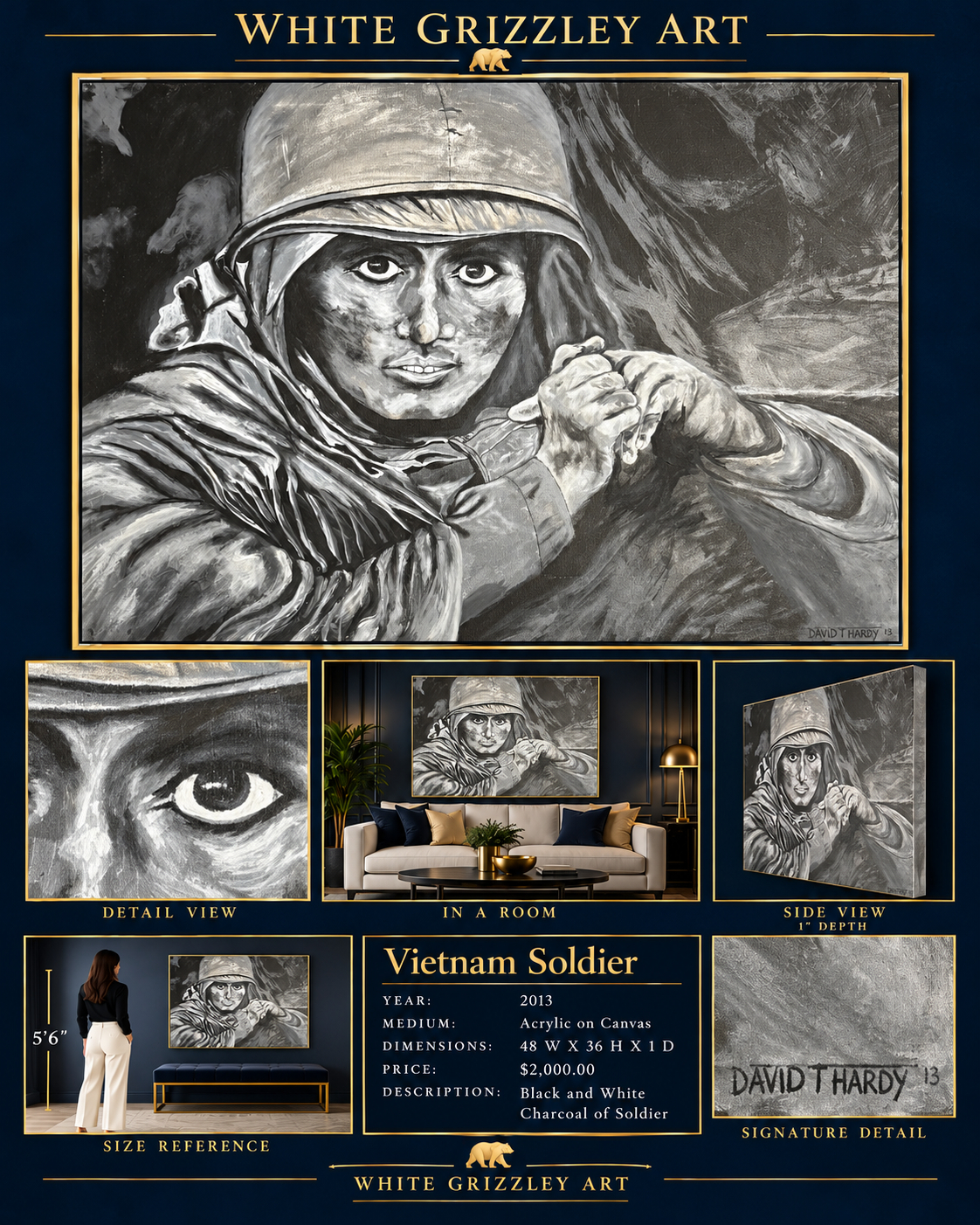 White Grizzley Art presentation for Vietnam Soldier